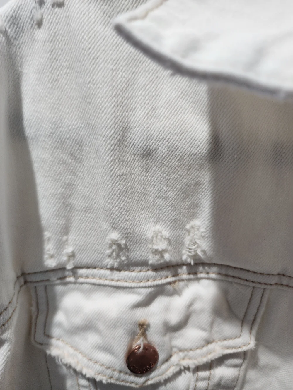 Ecru Denim Jacket - Classic Button-Front - Picture 3 of 6